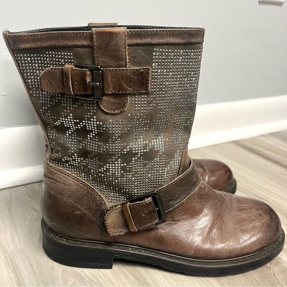 Janet Sport Boots Women’s 39 Polacco Brixton Brown Leather Sport Biker - Picture 3 of 9